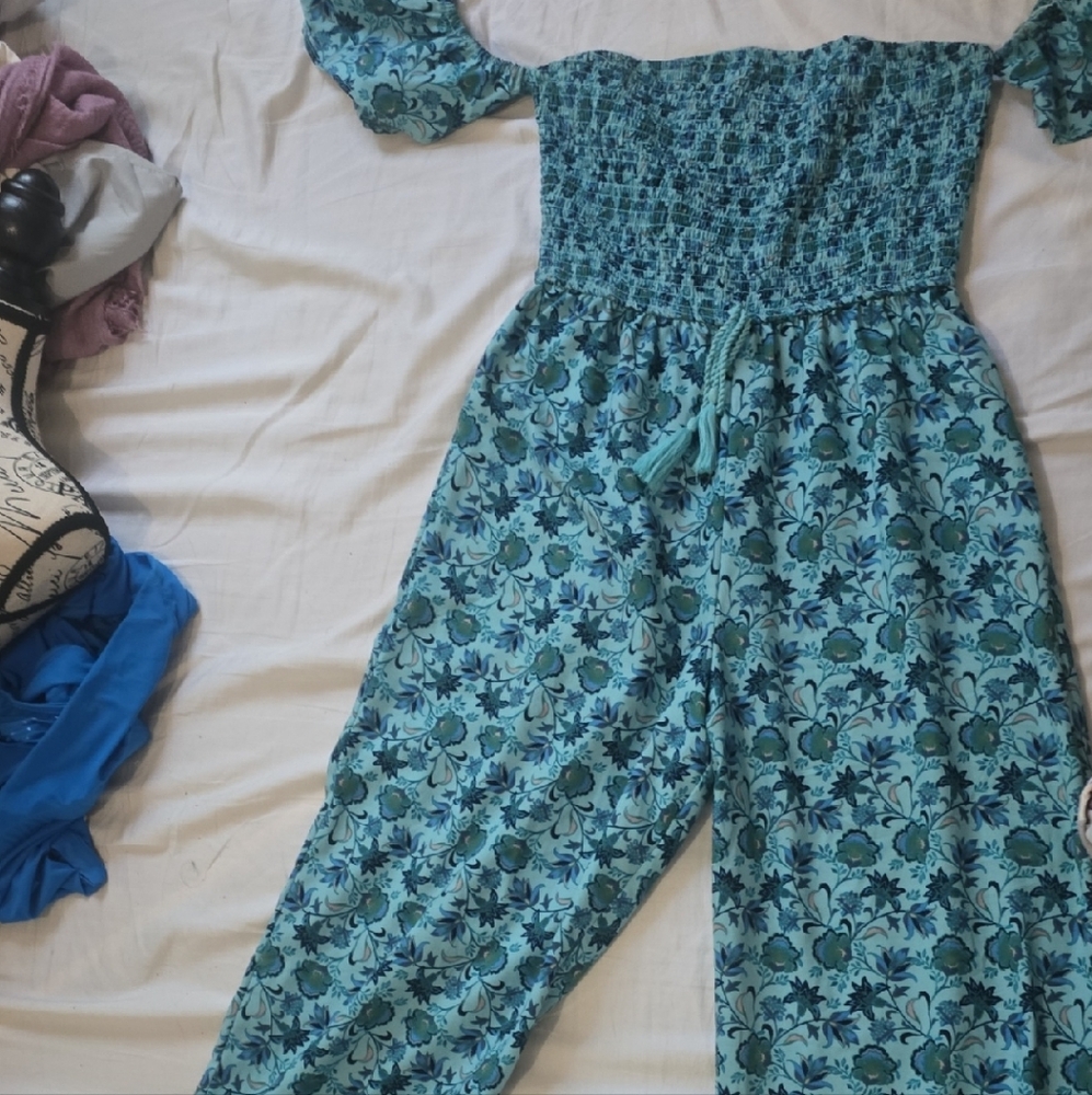 Elegant Blue Floral Jumpsuit